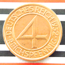GERMAN COIN 1932 E 4 REICHSPFENNIG COPPER EAGLE WEIMAR REPUBLIC 3RD WW2   RARE