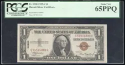 US PAPER MONEY 1935 A $1 HAWAII WW2 EMERGENCY ISSUE PCGS CU65PPQ NO RESERVE!