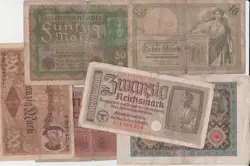 LOT GERMANY NAZI 3RD REICH 6 BANKNOTES 1906- REICHSMARK, AND WW1, WW2 MONEY LOW