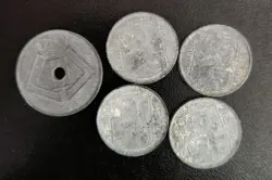5 BELGIUM COINS WW2 WORLD COINS LOT#6