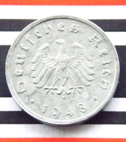 GERMAN COIN 1948 F 10 REICHSPFENNIG ZINC ALLIED OCCUPATION 3RD REICH WW2  RARE