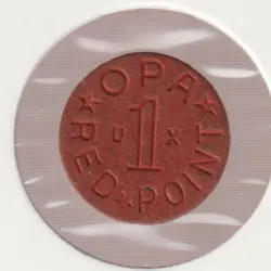 1944 US WWII OPA RED UX RATION TOKEN COLLECTIBLE WW2 COLLECTION OLD WAR COIN USA