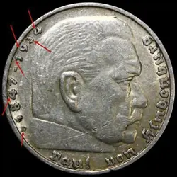 1936 D 5 MARK GERMAN WW2 SILVER COIN THIRD REICH REICHSMARK DDO