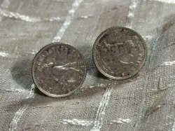 WW2 USA PHILIPPINES 194 10C TEN CENTAVOS CENTS SILVER COIN CUFF LINKS