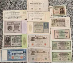 LOT OF 14 MIXED GERMAN BANK NOTES FROM PRE & POST WW2 ~ CIRCULATED COLLECTOR'S