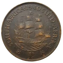 SOUTH AFRICA 1940 COIN WW2 1 PENNY KING GEORGE VI