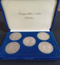 5 COIN 1880'S AND 1890'S MORGAN SILVER DOLLAR, WW2 SET, KOREAN SET, COLUMBUS SET