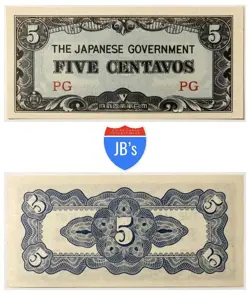 1942 WWII JAPANESE INVASION OF PHILIPPINES 5-CENTAVOS CRISP UNC WORLD WAR 2