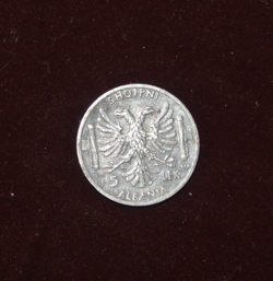 1939 ALBANIA 0.50 LEK - WW2 - RARE LOW MINTAGE COIN