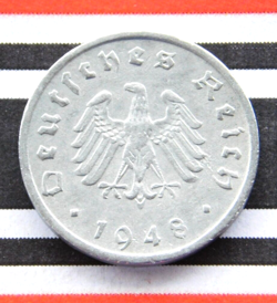 GERMAN COIN 1948 F 10 REICHSPFENNIG ZINC ALLIED OCCUPATION 3RD REICH WW2   RARE