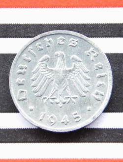 GERMAN COIN 1 REICHSPFENNIG 1945 F ZINC ALLIED OCCUPATION 3RD REICH WW2   UNC