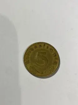 WW2 PERIOD GERMAN COIN / 5 REICHSPFENNIG 1939