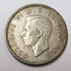 SHILLING. ONE SHILLING. 1 SHILLING. GB. UK. 1945. SCOTTISH. 50% SILVER. XF. WW2.