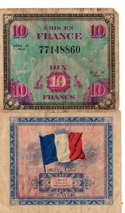FRENCH SERIES DE 1944 - 10 FRANC MILITARY PAYMENT  - WW2 WWII MPC - 1 FROM HOARD