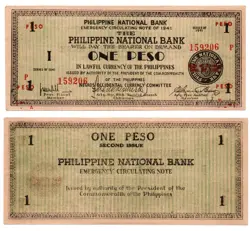 PHILIPPINES 1941 S624B NEGROS OCCIDENTAL 1 PESO GUERILLA EMERGENCY CURRENCY WW2