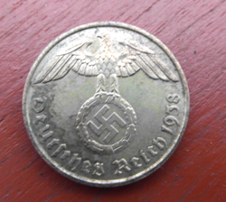 GERMAN WW2, 2 REICHSPFENNIG COIN 1938 (J) COIN