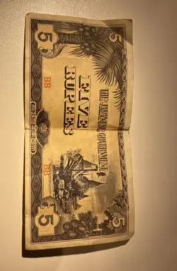THE JAPANESE GOVERNMENT 5 RUPEES BURMA WW2