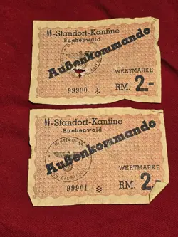 CAMP BUCHENWALD CONCEC NUMNBERS OFFICER CURRENCY WW2 WWII GERMAN THIRD REICH