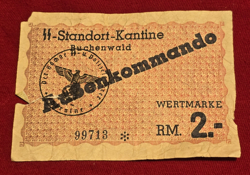 CAMP BUCHENWALD 2 RM OFFICER CURRENCY WW2 WWII GERMAN THIRD REICH NAZI GERMANY