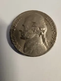 1939 JEFFERSON NICKEL RARE NO MINT MARK PRE-WW2