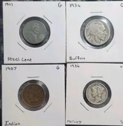 USA 4 COIN LOT PRE WW2 90% SILVER MERCURY DIME