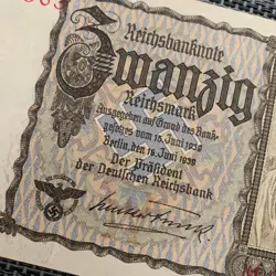 QUEEN OF THE NAZI BANKNOTES GERMANY 20 MARK REICHSMARK 1939 GERMAN WW2 CURRENCY