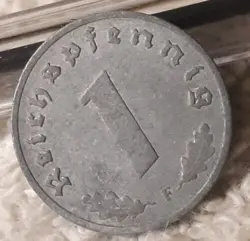 1943  WW2  1 REICHSPFENNIG ~ GERMAN ~ GERMANY ~ HEAVILY CIRCULATED