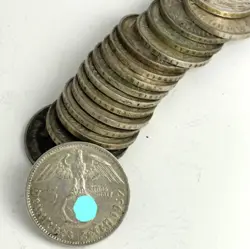 GERMAN LOT 17X COINS 2 REICHSMARK 1937 - 1939 SWASTIKA SILVER 3RD REICH WW2 MARK