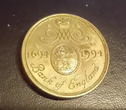 1994 UK UNITED KINGDOM £2 COIN -  300TH ANNIVERSARY OF THE BANK OF ENGLAND