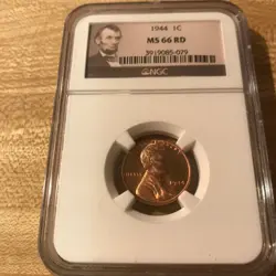 1944 P LINCOLN WHEAT WW2 BRONZE SHELL CASING CENT PENNY COIN NGC MS66 RED PHILLY