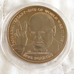 ISLE OF MAN 1995 CHURCHILL / END OF WW2 VIRENIUM £5