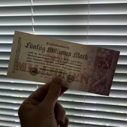 1923 GERMAN 50 MILLION MARK BANKNOTE, GERMANY CURRENCY ERA BETWEEN WWI WW2 WWII