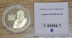 2012 GOLD-PLATED MEDALLION LEADERS OF WW2 SIR WINSTON CHURCHILL COA