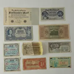 WW2 GERMAN US BRITISH PAPER CURRENCY MIXED LOT
