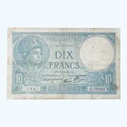 1940 FRANCE 10 FRENCH FRANCS BANKNOTE EUROPE FRANC (PRE COIN /EURO) WW2 ISSUE