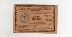 PHILIPPINES S484 50C MINDANAO 1944 CIRCULATING BANK NOTE WW2 MONEY AU/XF/UNC