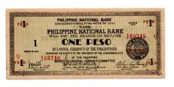 PHILIPPINES S624 1 PESO NEGROS 1941 CIRCULATING BANKNOTE WW2 EMERGENCY MONEY UNC