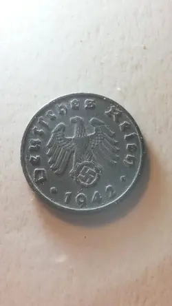 1942 WW2  1 REICHSPFENNIG ~ GERMAN ~ GERMANY, 1PF COIN
