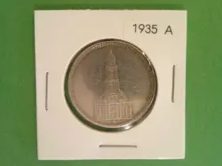 1935 A - 5 REICHSMARK GERMAN SILVER COIN - POTSDAM GARRISON CHURCH, WW2, KM# 83
