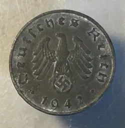 WW2 PERIOD GERMAN COIN / 10 REICHSPFENNIG 1942