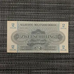 WW2 ERA 1944 AUSTRIA ALLIED MILITARY AUTHORITY 2 SCHILLINGS BANKNOTE WWII NOTE