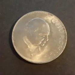 1965 UK UNITED KINGDOM 5/-D CROWN COIN - WW2 LEADER SIR WINSTON CHURCHILL DEATH