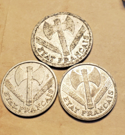 FRANCE WW2 1 FRANC 1942/43 2 FRANC 1943 * ESTATE *