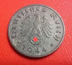 1 REICHSPFENNG 1944 GERMANY NAZI COIN #52 WW2 ALUMINUM COIN