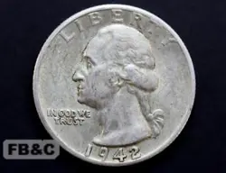 WW2 1942 S UNITED STATES WASHINGTON SILVER QUARTER DOLLAR COIN KM#164