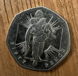 50P PIECE, 2006 WOUNDED SOLDIER WW2, USED COIN