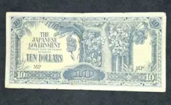 JAPANESE INVASION MONEY BANKNOTE TEN DOLLARS ~ WW2 IN GOOD COLLECTABLE CONDITION