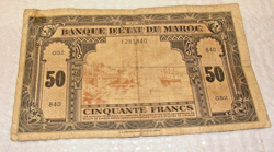 MOROCCO ---WW2 ERA---50 FRANCS NOTE---CIRCA 1943