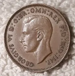 1939 CIRCULATED GREAT BRITAIN BRONZE FARTHING COIN , WW2 ~ UK