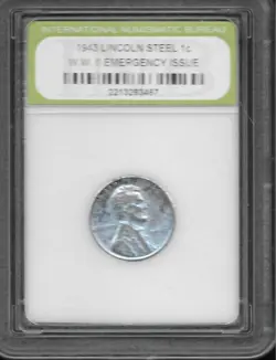 NICE RARE OLD 1943 WWII US STEEL PENNY CENT COIN WW2 WAR COLLECTION SLAB LOT:#5